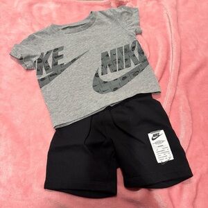 Nike Gray Tee and Black Shorts Set sz 18m